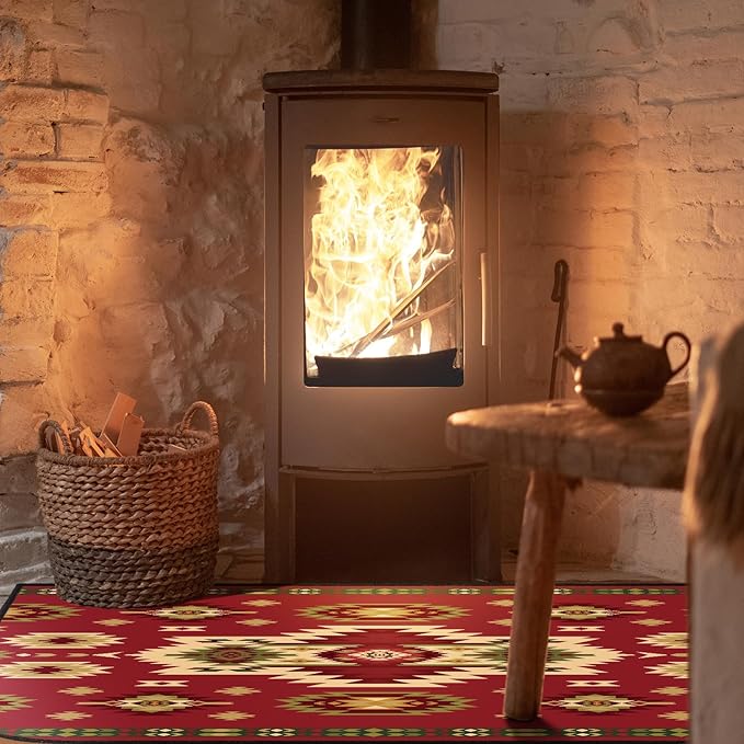 Demissle Cabin Fireplace Hearth Rug Fireplace Mats Cabin Southwestern Fireproof Rug Fire Resistant Mat for Wood Stove Floor for Kitchen Indoor Outdoor(27 x 48 Inch,Kawaii)
