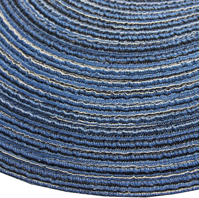 PIGCHCY Round Placemats Set of 8 Round Table Placemats Braided Cotton Place Mats 15 inch for Kitchen Dining Table Holiday Party (Blue)