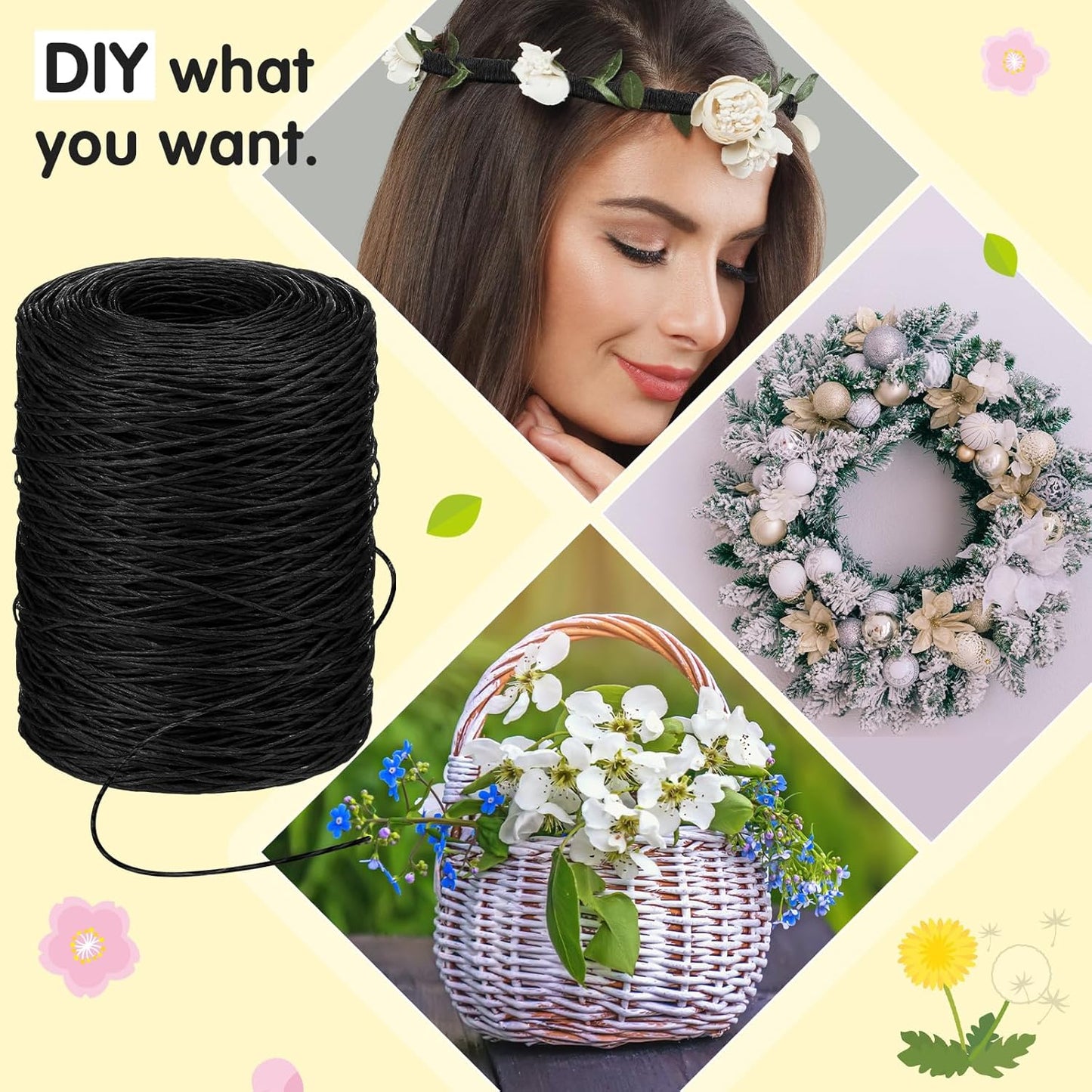 Syhood Floral Vine Bind Wire Rustic Wrapping Wire for Flower Bouquets(Black)