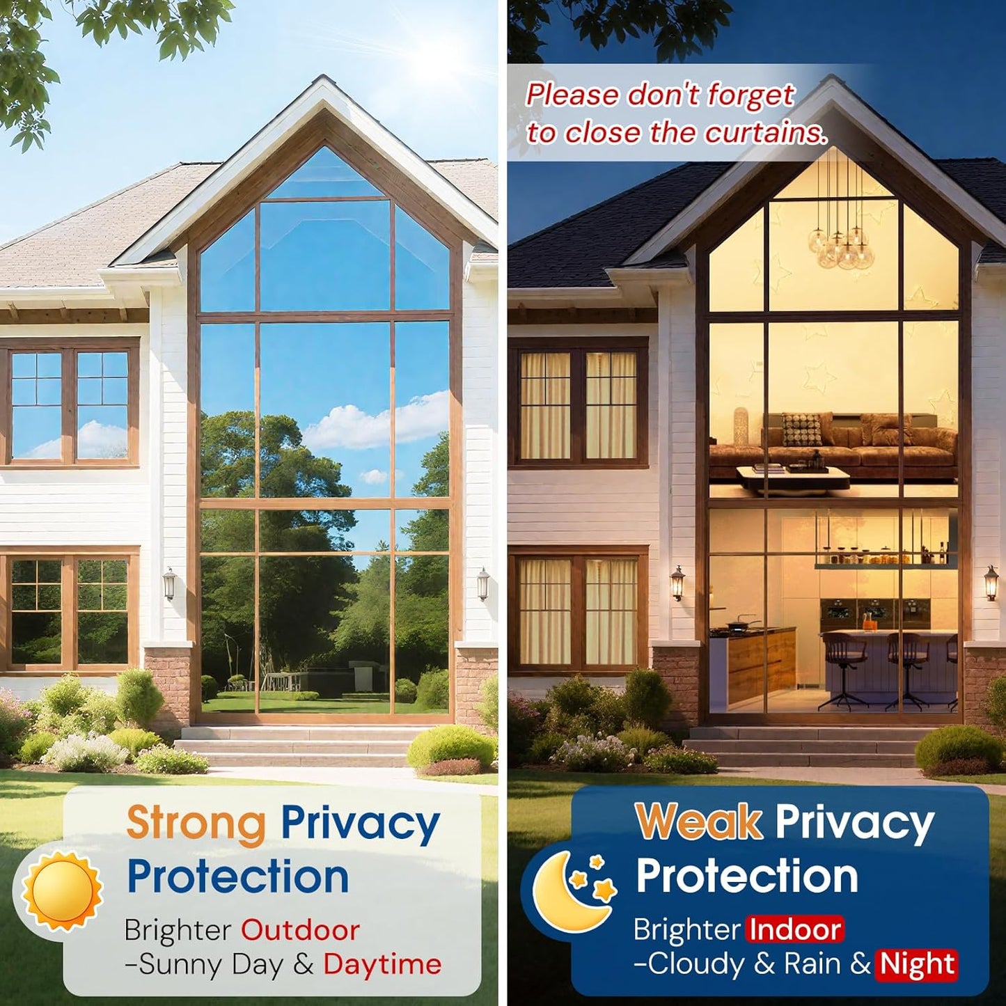 Homein One Way Privacy Window Film with Tool Window Tint for Home See Out Not in Heat Control Sun Blocking Mirror Reflective Anti UV Covering Static Cling No Glue Sliver 17.5 x 157.4 inch