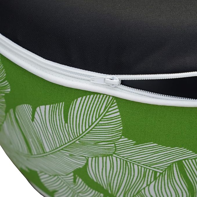 Kozyard Inflatable Ottoman Stool - Portable Round Pouf for Indoor/Outdoor Use - Perfect Small Foot Rest or Seating for Kids and Adults - Ideal for Camping or Home (Green Leaf)