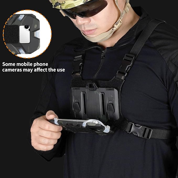 Tactical Molle Phone Holder for Plate Carrier Vest, Quick Release & Adjustable Phone Mount, Compatible with 4.7-6.7 inch Smart Phones, Durable Tactical Accessories for Outdoor Enthusiasts