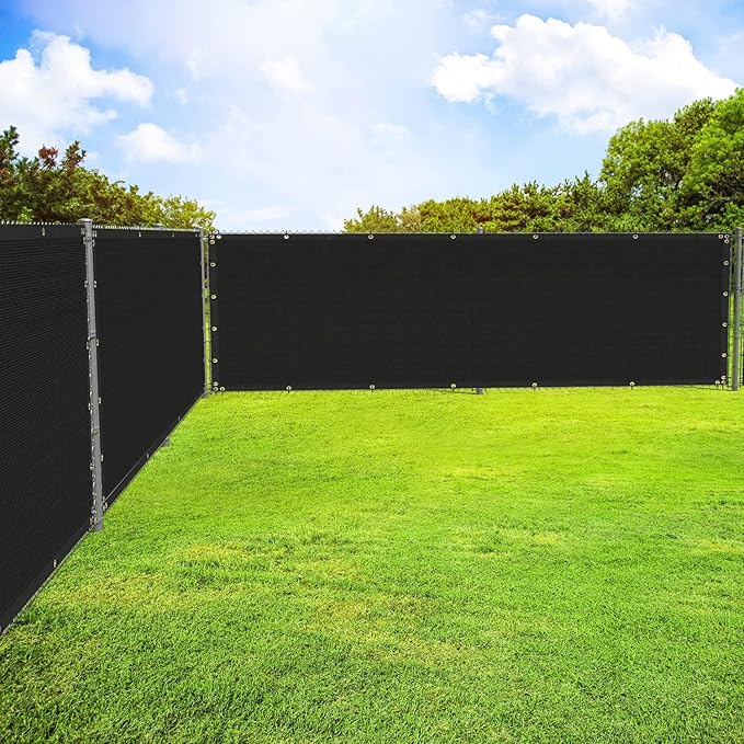 ECOOPTS 8'x215' Privacy Fence Screen Windscreen with Copper Grommets, Fit for Commercial Fence and Residential Garden Outdoor 90% UV Blockage, Cable Zip Ties Included (Black)