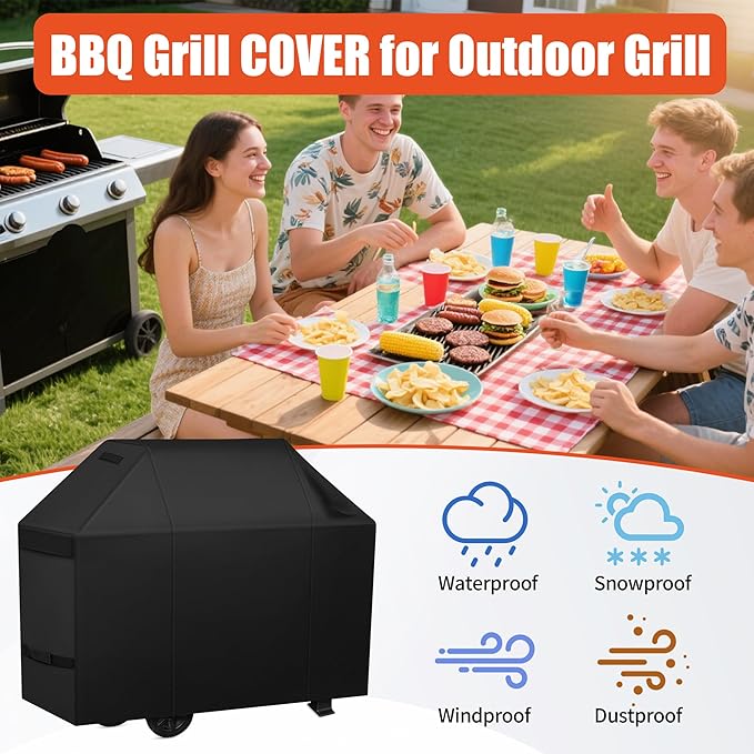 iCOVER Grill Cover 50 inch, BBQ Grill Cover for Outdoor Grill, 600D Heavy Duty Waterproof BBQ Cover, Anti-UV and Rip-Proof Barbecue Cover, Gas Grill Cover for Weber, Char-Broil, Nexgrill, etc