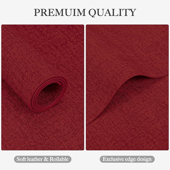 Faux Leather Heat Resistant Christmas Placemats Set of 4 – Waterproof Oilproof Wipeable Dining PU Vinyl Place Mat Easy Clean Table Mats for Kitchen/Dining/Party/Holiday, Red