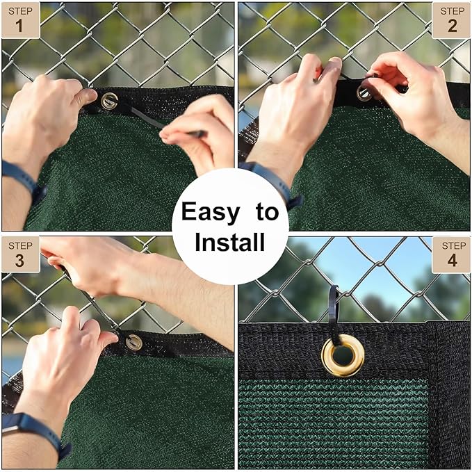UPGRADE Privacy Screen 3' x 16' Fence Commercial Shade Cover with Brass Grommets Heavy Duty Perfect for Outdoor Back Yard, Dark Green, Customizable