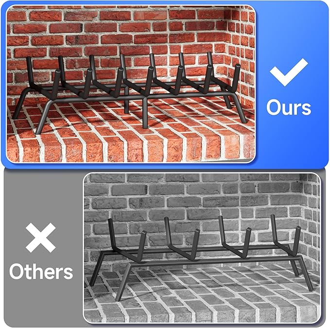 Fireplace Grate 24 Inch, Firewood Log Holder Rack, Heavy Duty Fire Wood Stove Grates for Indoor Outdoor Camping Chimney Hearth Burning Fireplace Accessories Tools