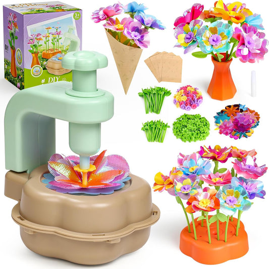 Scvcid DIY Art Flower Toys Include Extra Accessories Set, Arts and Crafts Activity Kit for Kids Ages 3-12, Fabric Bouquet Craft for Toddler, Birthday Gifts for 3 4 5 6 7 8 9 10 11 12 Year Old Girls