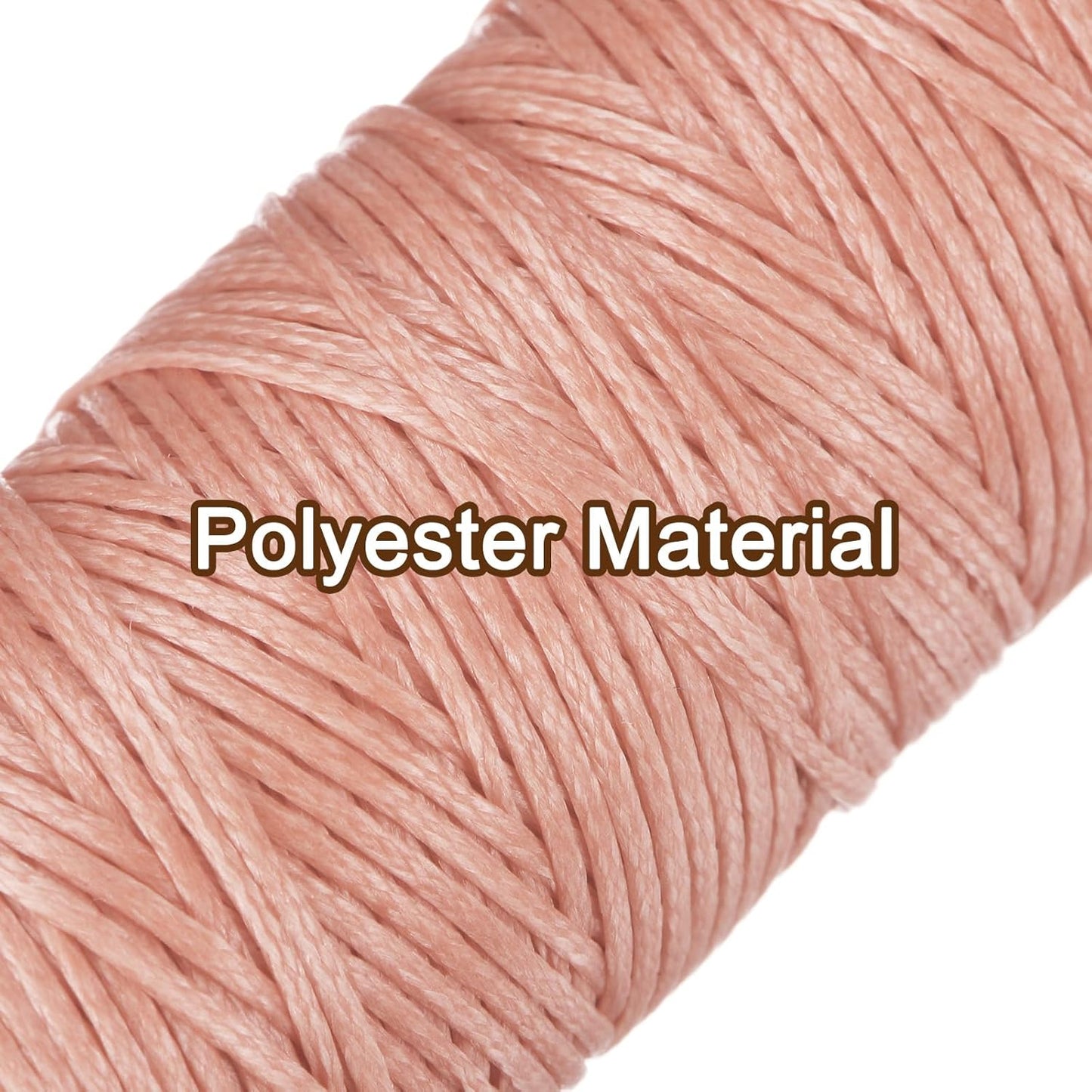 uxcell Leather Sewing Waxed Thread, 55 Yards / 50m 0.8mm 150D Flat Polyester All-Purpose Threads for Leather Crafts, Bookbinding, Pink