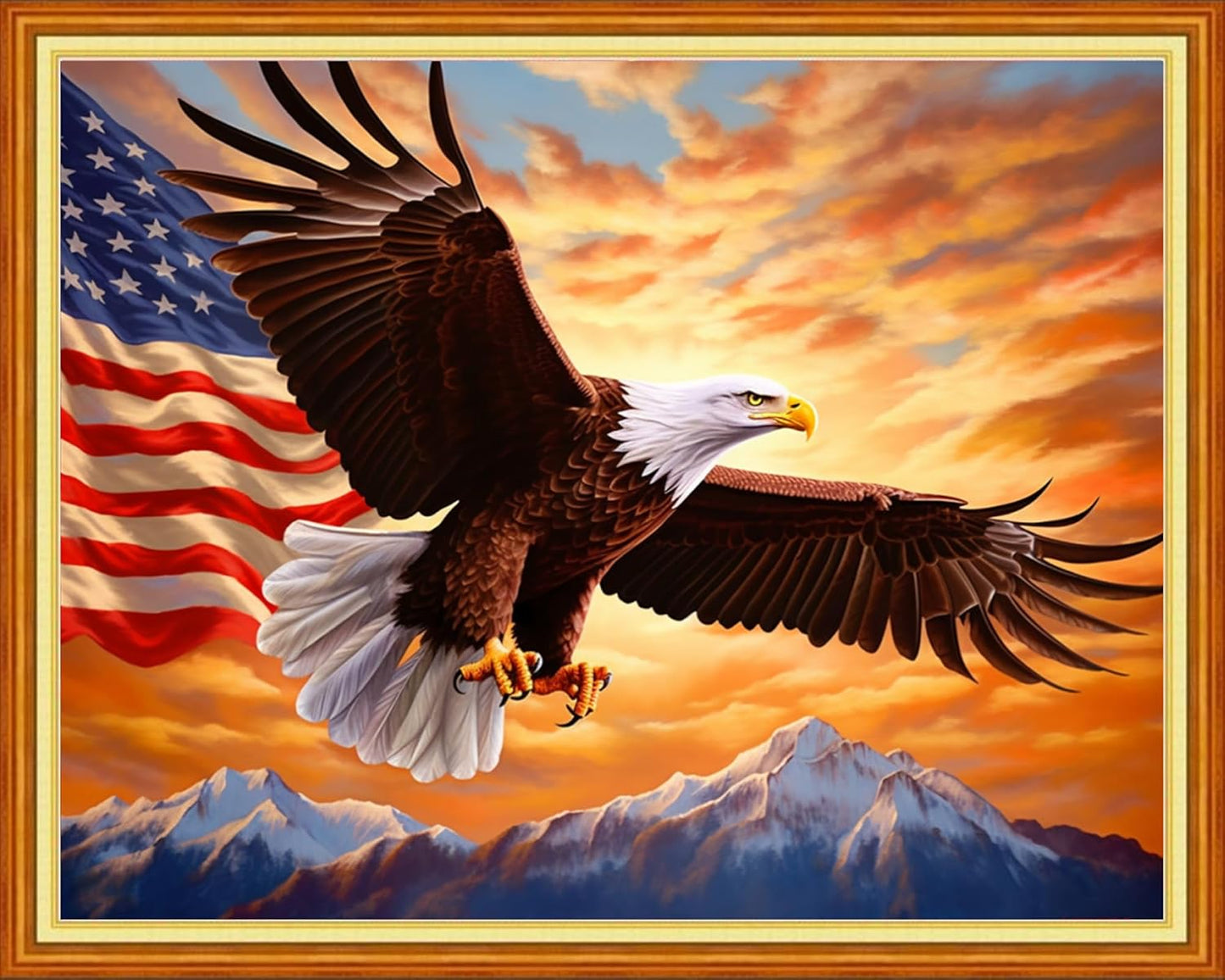 Joyhoor Cross Stitch Kits for Beginners Stamped Cross-Stitch Supplies Needlework preprint Embroidery Kits for Adults DIY Needlepoint Kits Embroidery Patterns 11CT-Flag Eagle 16x20 inchs