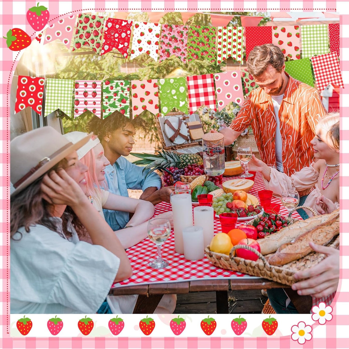 Ganeen 60 Pcs 10 x 10 Inch Strawberry Quilting Fabric Squares Multicolor Strawberry Printed Fabric Bundles Summer Fat Patchwork Precut Stripes for Summer Holiday Handmade Material Sewing DIY Crafts