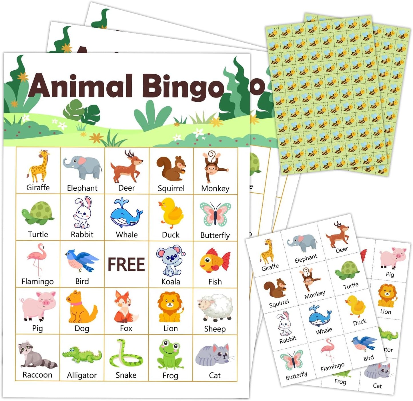 Jungle Animal Party Bingo Game Cards(24 Players), Gender Reveal Themed Bingo Card for Family Friend Adult, Large Group Holiday Neutral Gender Reveal Party Activity Favor Decoration Supplies -010