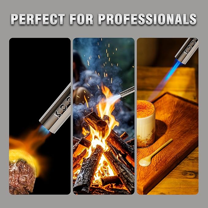 BLAZEAL Propane Torch Kit with 3x MAPP Gas,4-Flame Blow Torch Head with Propane Tank Base for MAP Gas,Work in All Angle,Trigger Start Torch Gun for Welding Brazing Soldering Grill Camping Cooking Food
