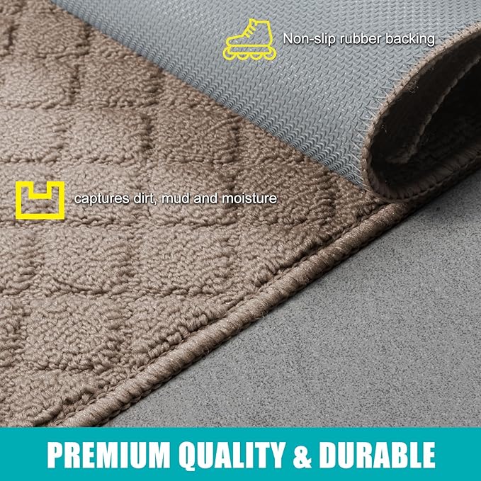 Azadx 2'x4' Front Entryway Door Mat Non Slip Indoor Door mats Washable Entry Mats Welcome Doormat Dirt Trapper for House Entry Low Profile Doormat Indoor Entrance Mat