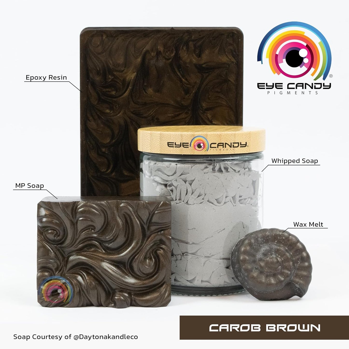 Eye Candy Pigments Premium Brown Mica Powder - Carob Brown (50gr) - for Epoxy, Resin, Soap, Paint, Woodworking, Acrylic Pouring, Bath Bombs, Fishing Lures - DIY Arts and Crafts Additive