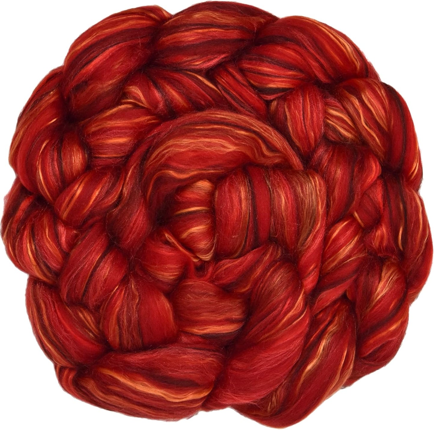 Merino Silk Luxe Tonal Designer Blend. Superfine Merino, Mulberry Silk, Tussah Silk. Top Roving for Spinning or Felting. Garnet Caress 1oz