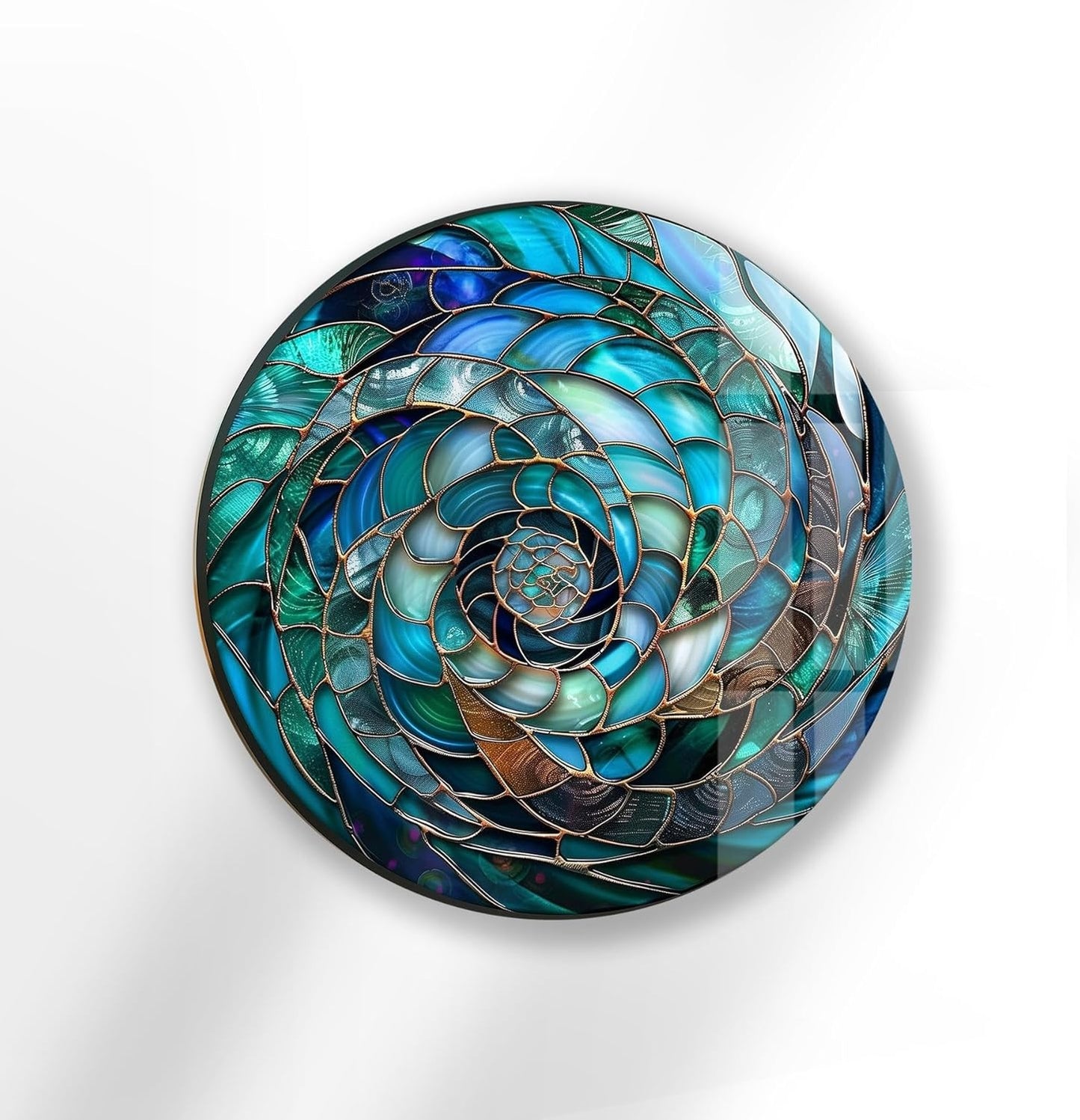 My Photostation.com 20''(50cm) Diameter Ocean Vortex Spiral Round Glass Wall Art Tempered Glass Printing Wall Decor Large Wall Art Wall Hangings