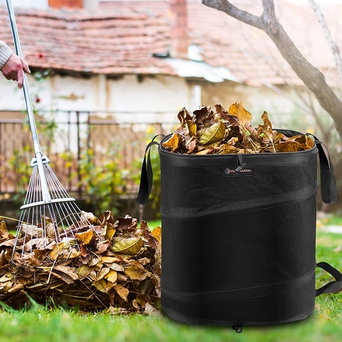 YUDI & GARDEN 19 Gallon Square Collapsible Yard Waste Bin, Collapsible Trash Can, Camping Trash Can - for Collecting Weeds or Leaf or Yard and Party Waste