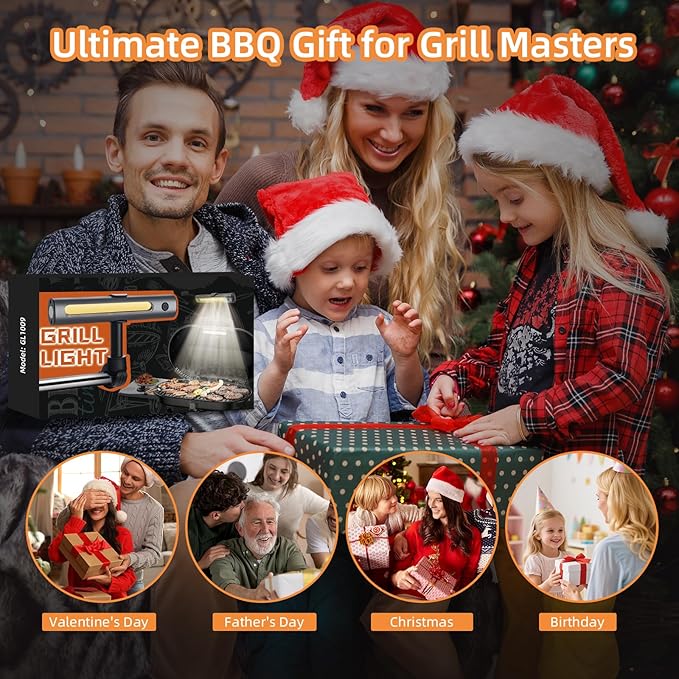 Barbecue Grill Light for Outdoor, Rechargeable 360° Rotatable Waterproof LED Light with Ultra-Bright COB LED, Magnetic Base, Grill Accessories, Smoker BBQ Grilling Gift for Men Dad Him