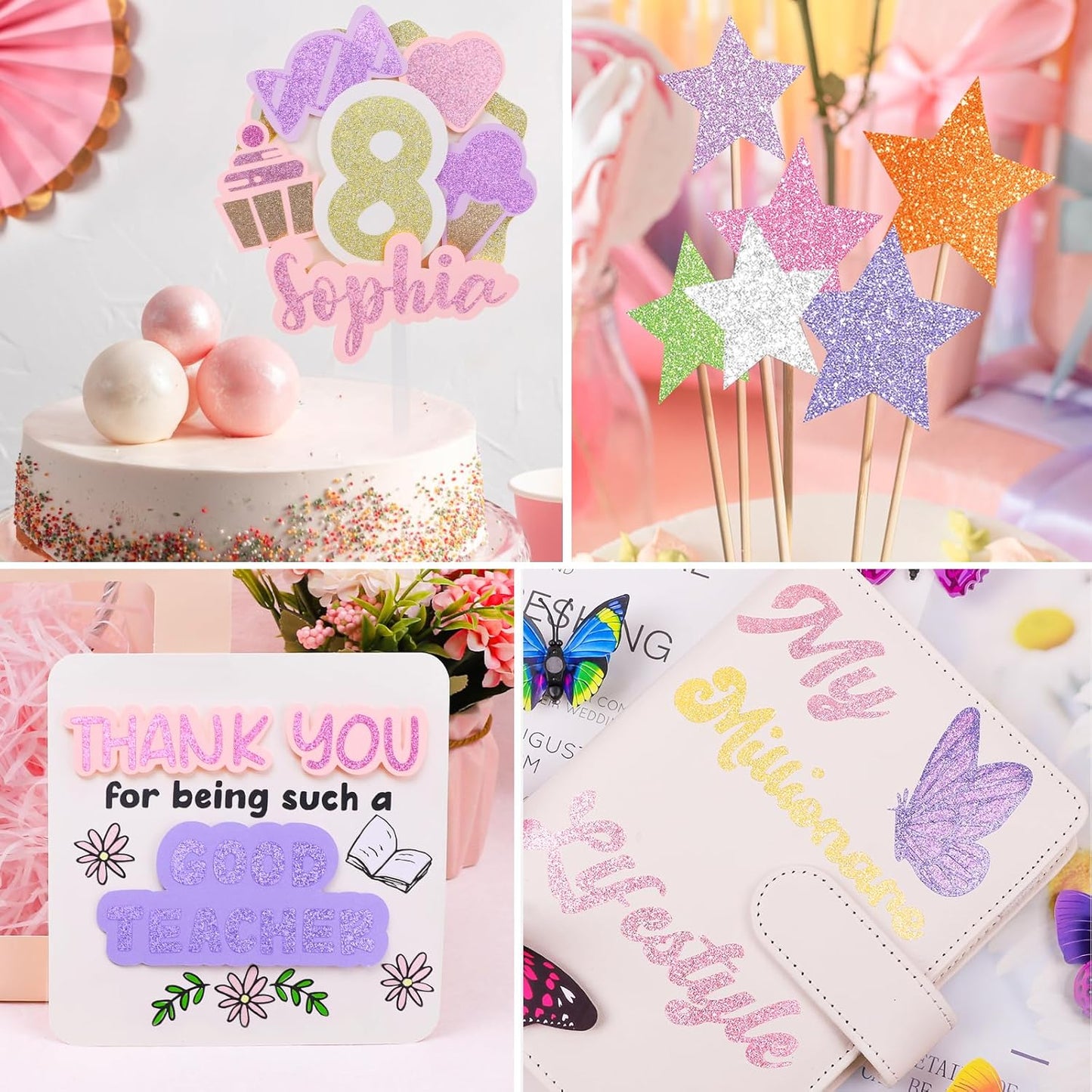 TECKWRAP Glitter Adhesive Vinyl, 12" x 12" 9 Glitter Colors with 1 High Tack Transfer Tape, Permanent Craft Vinyl for Scrap-Booking, Decals, DIY Projects, Home Decor, DIY Project Party Decoration