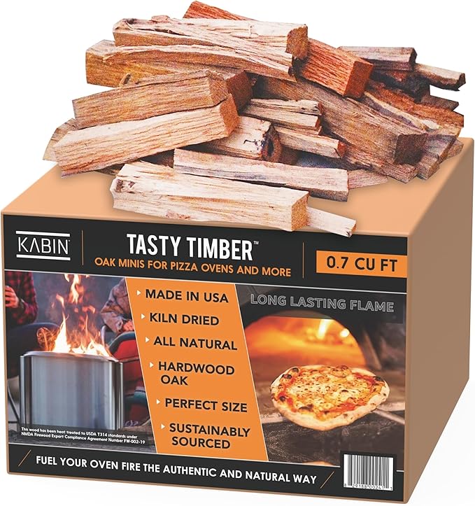 KABIN Tasty Timber - 13 LBS Kiln-Dried Oak Minis for Pizza Ovens & More - Made in USA, All-Natural Hardwood, Perfectly Sized, Sustainably Sourced Fuel