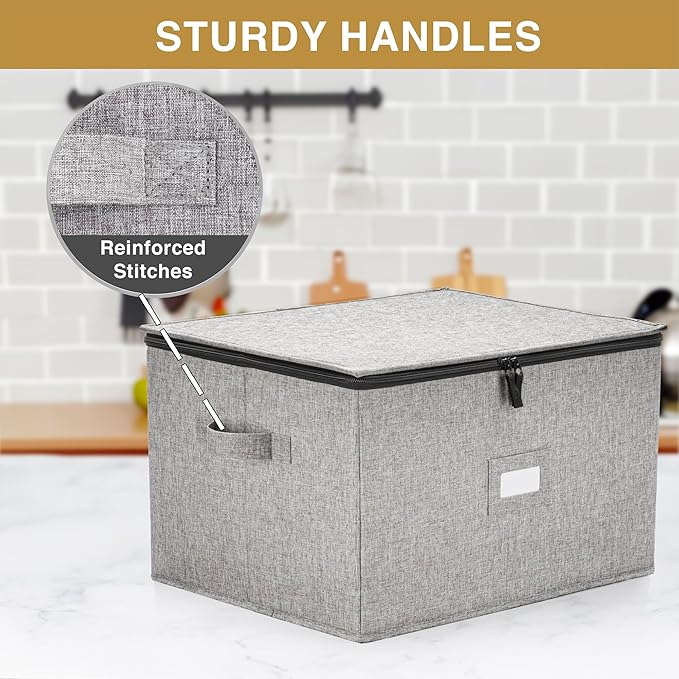 Hard Shell China Storage for Wine Glass - 16" x 13" x 10"H - Stackable with Fully Padded Interior