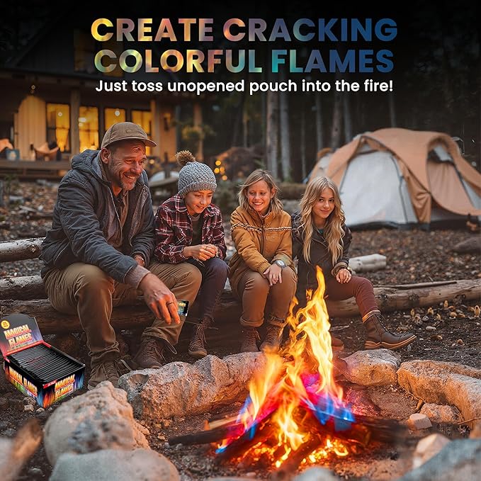 Magical Flames Fire Color Packets (10 Pack), Vibrant Multi-Color Fire for Fire Pits, Campfires, Bonfires & Fireplaces - Camping Essentials & Outdoor Party Accessories