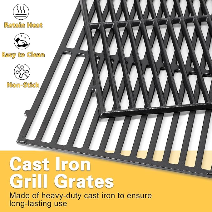Grill Replacement Parts for Dyna Glo 6 Burner DGB610SSP, DGF600SSP, Cast Iron Grill Grates and Heat Plates for Dyna-Glo Grill Parts