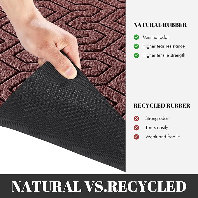 Yimobra Large Door Mat Outside Entrance 47x32, Waterproof Heavy Duty Outdoor Mats for Front Door, Non Slip Rubber Entry Mat for Garage Patio Indoor, Easy Clean, Wine Red