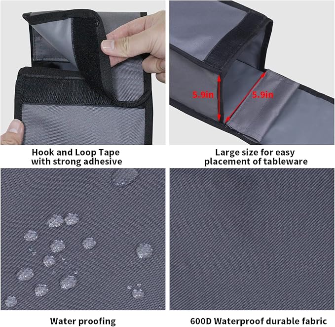 Grill Utensil Accessory Storage Bag Grey Waterproof BBQ Tool Storage Bags Grill Tools Foldable Barbecue Appliance Bracket Bag for Camping Hiking Barbecue（2 Pack）