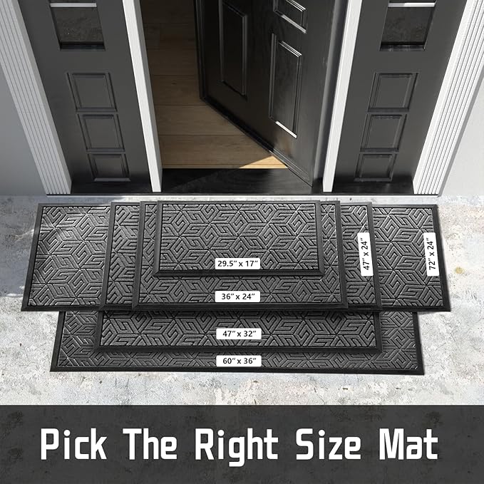 Yimobra Front Door Mat Outside Entrance, 72x24 Runner, Waterproof All-Season Weather Large Doormat, Non Slip Natural Rubber, Stain and Fade Resistant, Indoor Outdoor Mat, Easy Clean Patio, Gray
