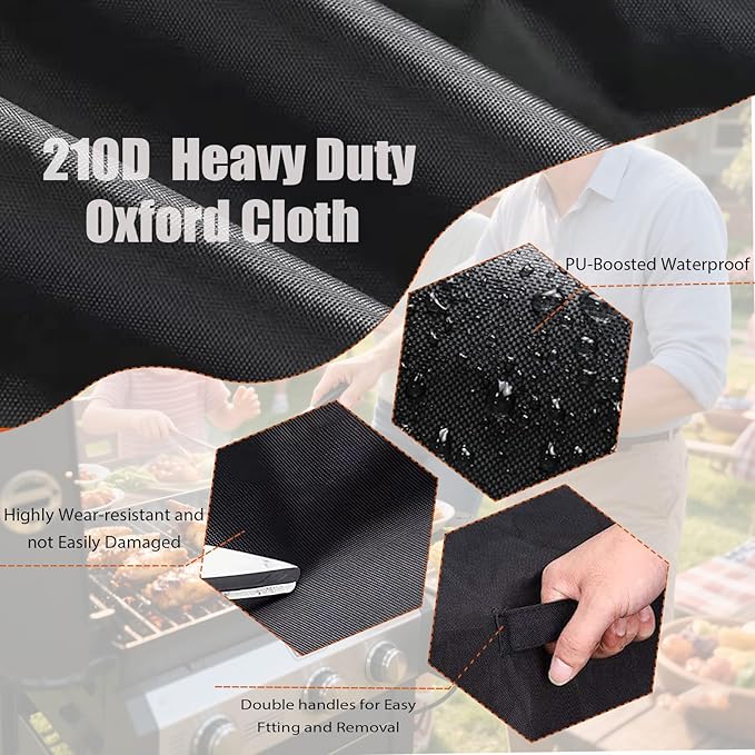Grill Cover 58 inch BBQ Grill Cover Reinforced Corners & Windproof Clips Outdoor Grade 210D Fabric for Weber LX300, Dyna-Glo, Monument Grills Outdoor Furniture Covers
