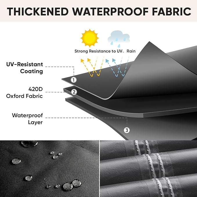 BALEINE Patio Furniture Covers, 108×82 Outdoor Furniture Cover Waterproof, Heavy Duty Oxford Patio Table Cover for Outdoor Table, Chair, Sofa, Desk (Black 108"L×82"W×28"H)