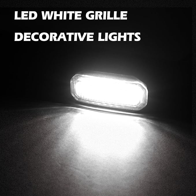 MAIKER White LED Grille Lights Compatible with 2024-2025 Jeep Wrangler JL JLU & Gladiator JT Original Factory Grille, 5PCS Front Grille Lights