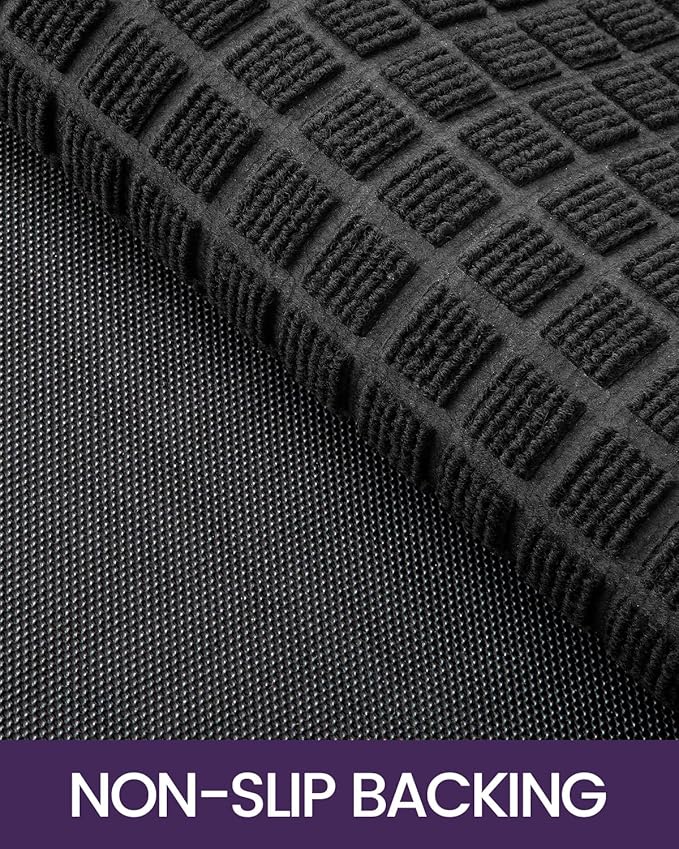 DEXI Front Door Mat Outside Entrance, 2x3 ft Rubber Entry Doormat Heavy Duty, Welcome Mats Non Slip for Inside House Floor Entryway Double Doors Exterior Patio, Checkered Black