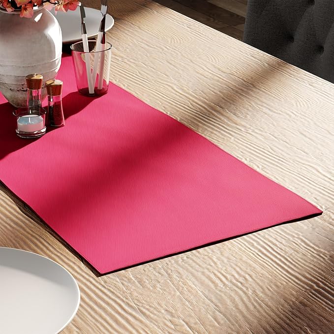 Encasa XO Table Runner 13"x36" Long | Cotton Canvas Fabric | Hot Pink Solid Color | Machine Washable & Durable