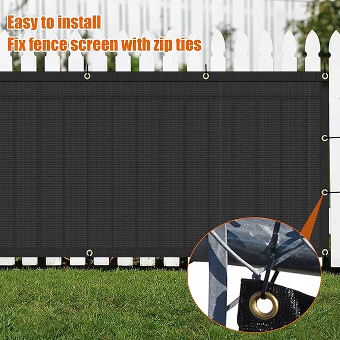 AYOHA 4' x 197' Privacy Fence Screen Fabric Mesh Shade Net Cover, Heavy Duty 160 GSM Privacy Barrier for Chain Link Fence, 90% Privacy Blockage, Excellent Airflow, Cable Zip Ties Included, Black