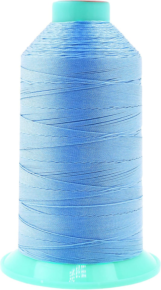 Mandala Crafts Bonded Nylon Thread Light Blue Heavy Duty Sewing Threads - 1250 YDs Size 138 420D T135 Tex 135 Thread for Leather Jeans Weaving Outdoor Marine Upholstery Threads