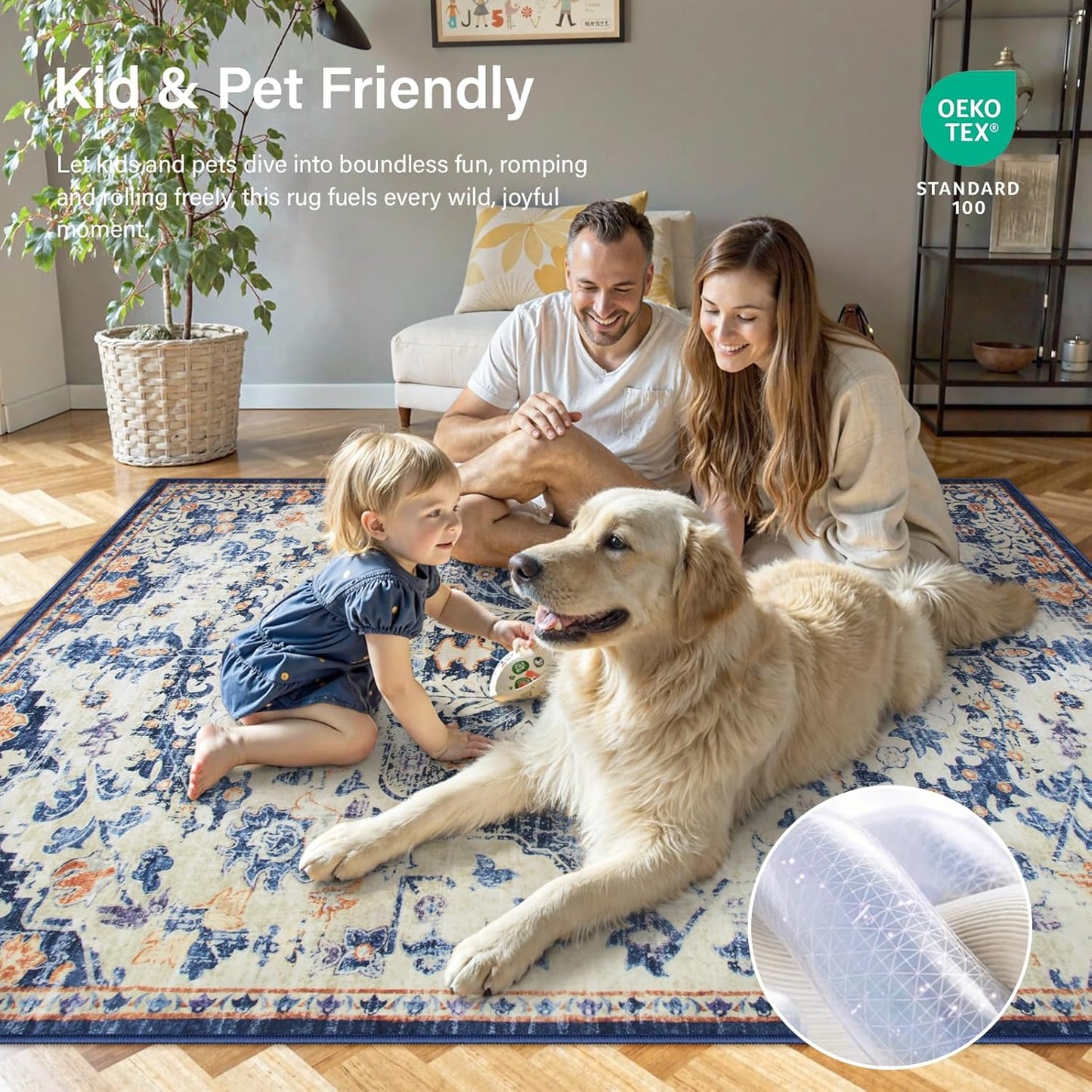 Lahome Bohemian Washable Runner Rug, 2'6" x 10' Soft Runners for Hallways Long Kitchen Carpet Runner, Non Slip Printed Stair Carpet Runners for Hall Bathroom Mudroom Hardwood Floor, Blue Purple/Multi