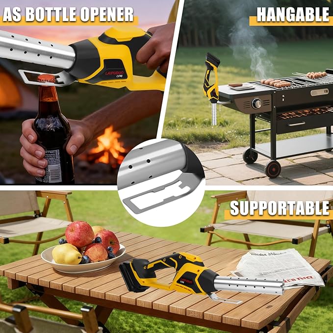 LouSdZoke Cordless Fire Starter Compatible for DeWalt 20V Battery,Chemical Free Heated,1472℉ in 60 Seconds,Electric Charcoal Starter with Air Blower for Grill,BBQ,Campfire (No Battery)