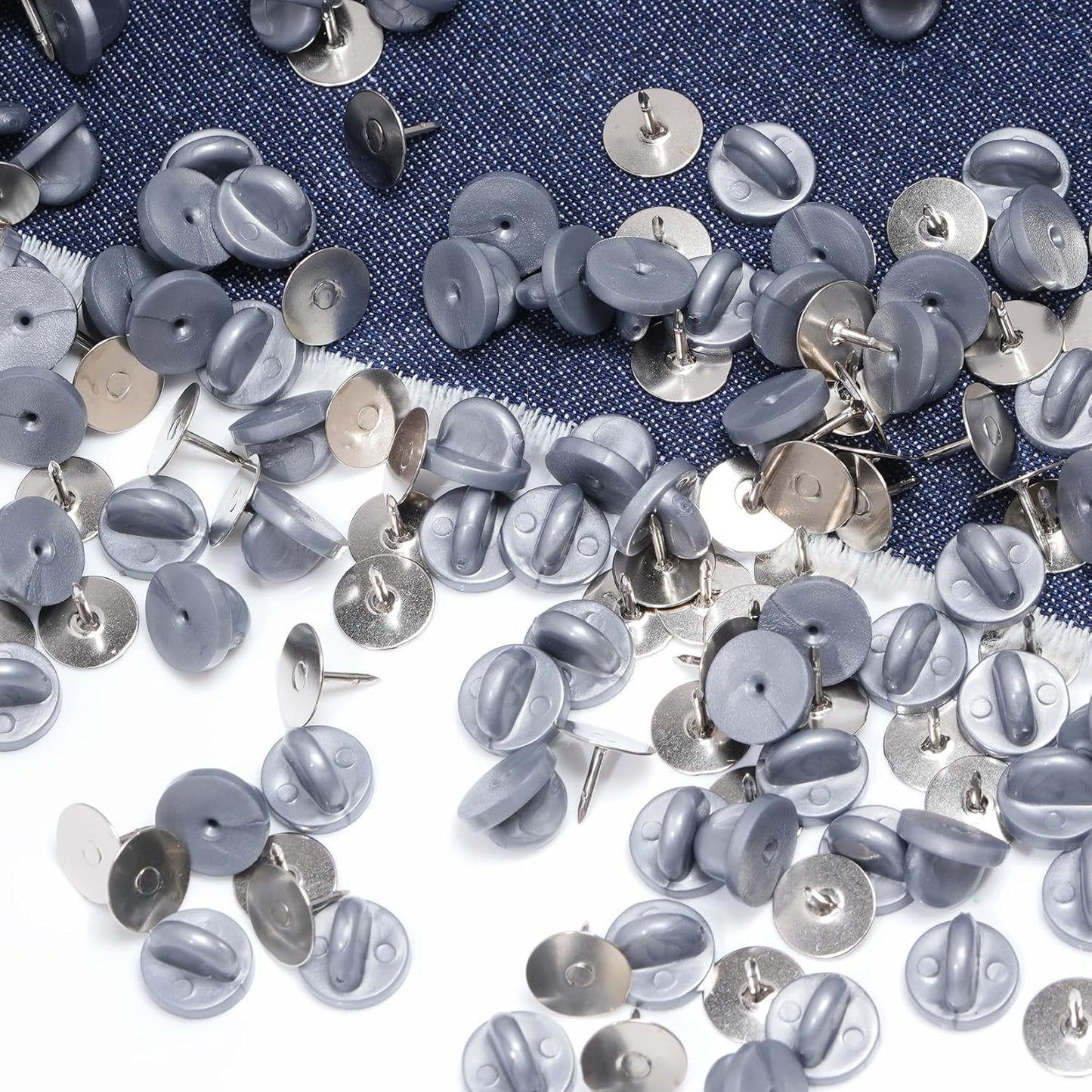 400pcs PVC Rubber Butterfly Clutch Pins Tie Tacks Blank for Uniform Badges Backing Holder Clasp Lapel Enamel Pins(200 Sets),Gray