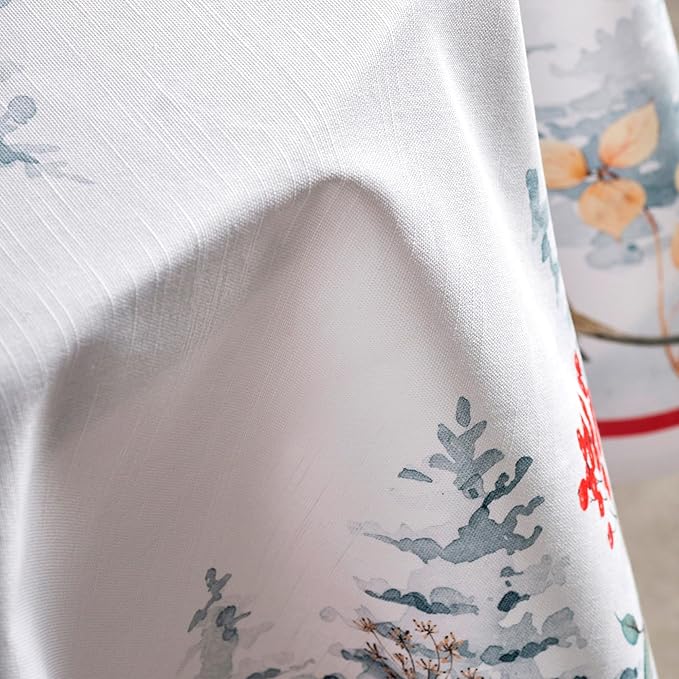 Maison d' Hermine Table Cloth Round Table 100% Cotton 69 Inches Fall Tablecloth Reusable Everyday Use for Thanksgiving Christmas Decorations Dining Farmhouse Party (Morzine)