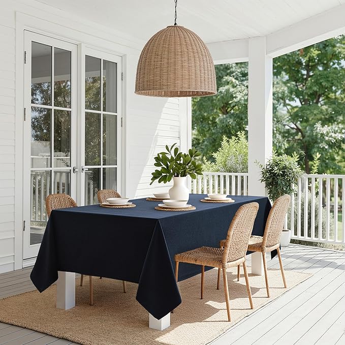 MIULEE Navy Blue Linen Polyester Tablecloth 60x84 Inch Rectangle Table Cloth Waterproof,Stain Resistant & Wrinkle Resistant for Dining Party Wedding