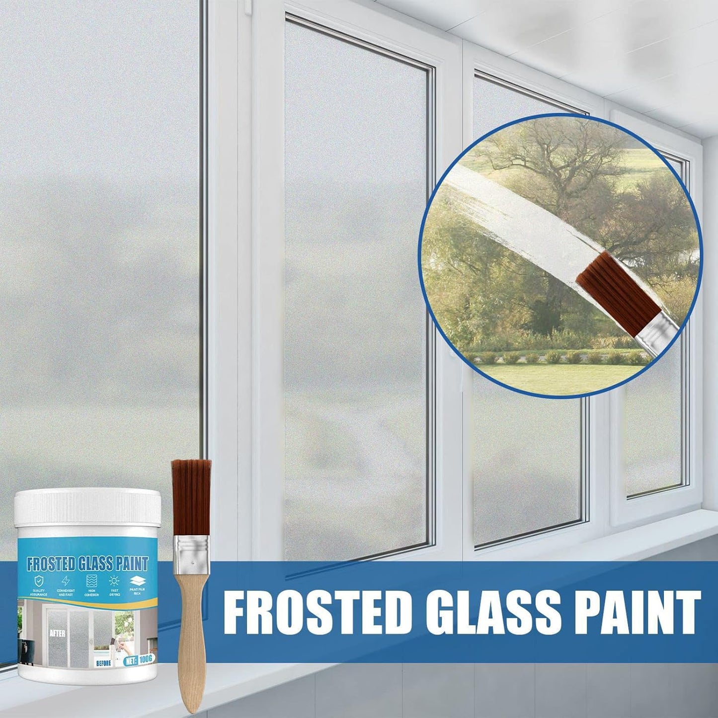 Frosted Glass Paint, 2Pcs Matte Hazy Spray, Door and Window Shading, UV Resistant, Waterproof, for Baby, Indoor-Outdoor, 1 Can, 2 Brushes
