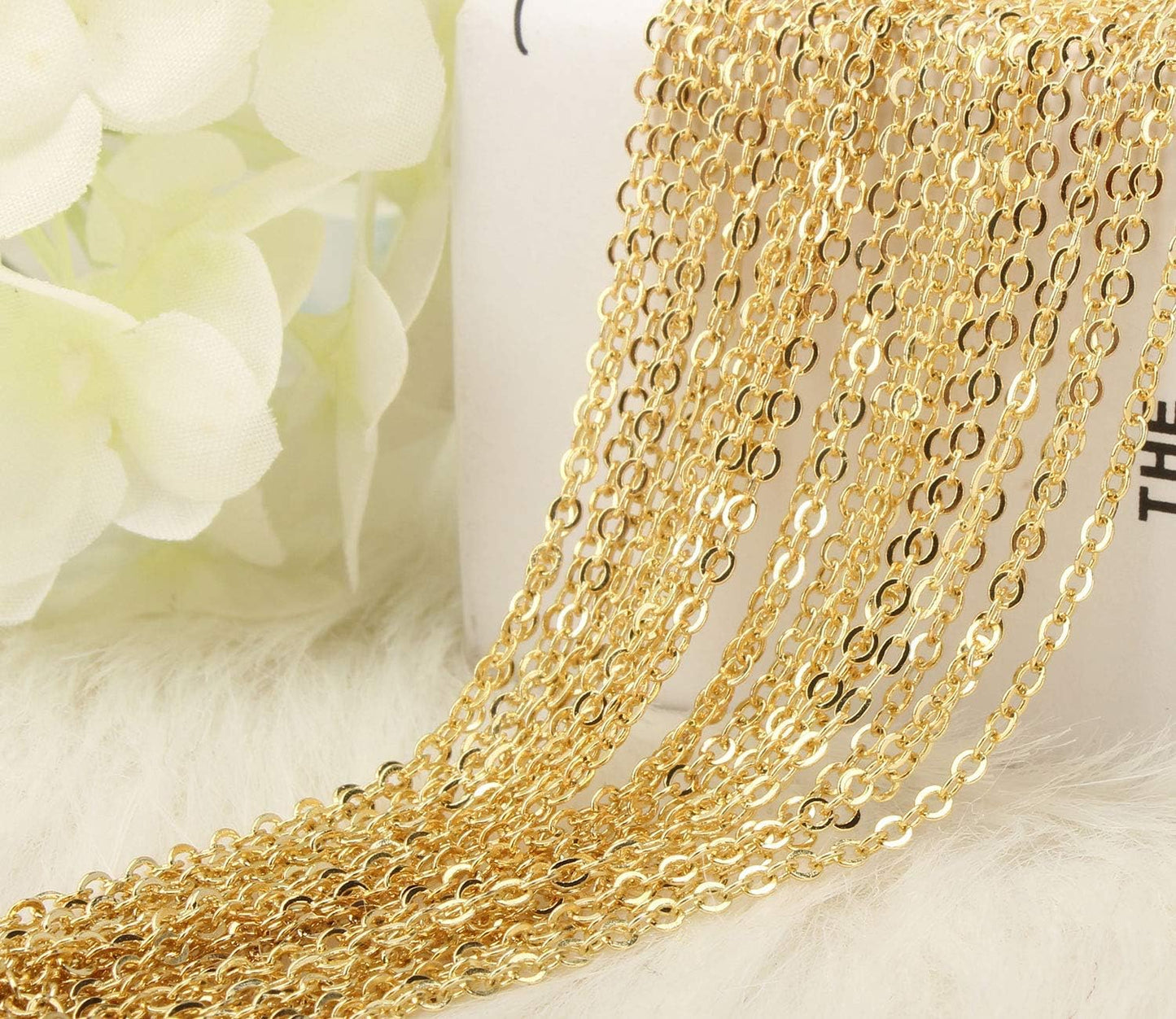 ALEXCRAFT Wholesale 12 PCS Gold Plated Brass Cable Chains Necklace Bulk Finished Chains for Jewelry Making (18 Inch(2MM))