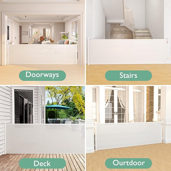 Momcozy Baby Gate 41'' Tall 118'' Wide 【 Extra Wide 】 for Large Opening Retractable Baby Gates for Child and Large Pets Safety Dog Gate for Stairs, Doorways, Hallways, Indoor, Outdoor