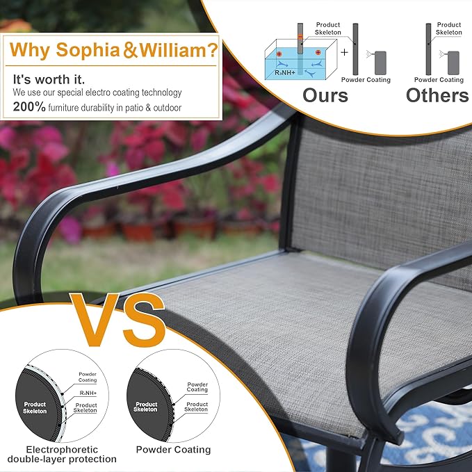 Sophia & William Outdoor Dining Set Patio Dining Set for 4 Round Patio Table and Chairs Set 5 Pieces with Swivel Patio Chairs 42" Metal Table for Garden Pool All Weather Brown