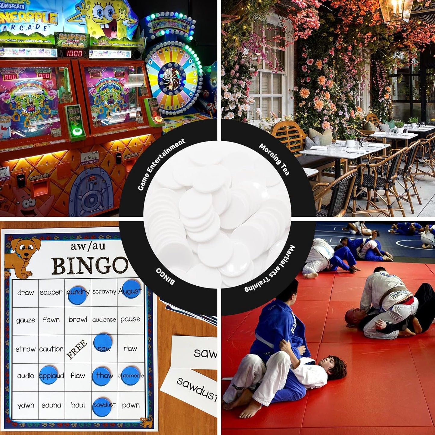 Set of 100 Opaque Plastic Learning Counters Mini Poker Chips Game Tokens with Storage Box (White, 1.26 Inch)