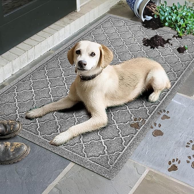 WaterHog Heavy Duty Doorway Mat, 2' x 3', Made in USA, Durable & Skid-Resistant Entryway Mat, Water-Trapping, Indoor/Outdoor Decorative Floor Covering, Cordova Collection, Medium Grey