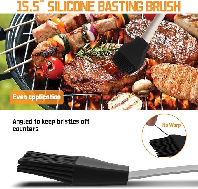 9Pcs Heavy Duty Stainless Steel Grill Accessories, Professional Barbecue Accessories BBQ Grill Tools Set with Portable Bag, Grilling Gifts for Men Dad Him,BBQ Utensils for Backyard Outdoor Camping